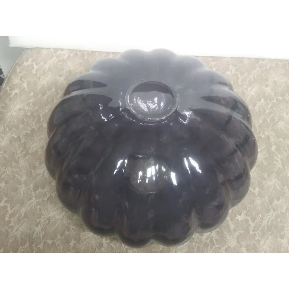 Gunnel Sahlin Vase Ikea Large glass Purple flash paint 1990s Pumpkin shaped 9.5
